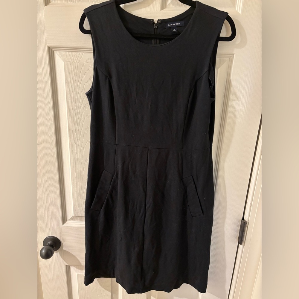 Lands' End Classic Black Midi Dress Size 8
